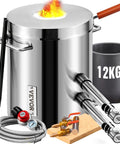 VEVOR 12kg propane melting furnace kit in stainless steel with crucible and tongs for home metal casting