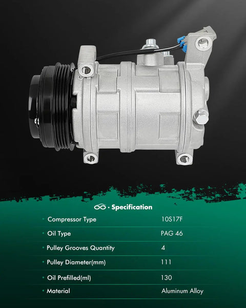 Premium Vehicle Air Conditioner Compressor Unit With Integrated Clutch For Chevy Express 2500 3500hd And Cadillac Escalade No Sweat Cooling side view showing the 4-groove pulley.