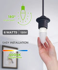 Hand installing Dimmable Candelabra LED Bulb, 6W 60W Equivalent, Daylight White 5000K, Ideal For Ceiling Fans And Home Office Lighting, UL Listed, 6 Pack, 120V, Smooth Dimming And Cozy Bright Mood, easy installation