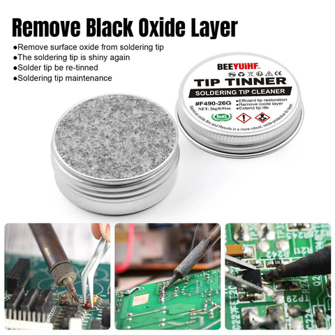 Soldering Tip Tinner Cleaner And Refresher Flux For Lead Free Soldering, Pro Grade Oxidation Cleaning Paste To Restore Tip Performance, F490 0.92oz 26g tin container