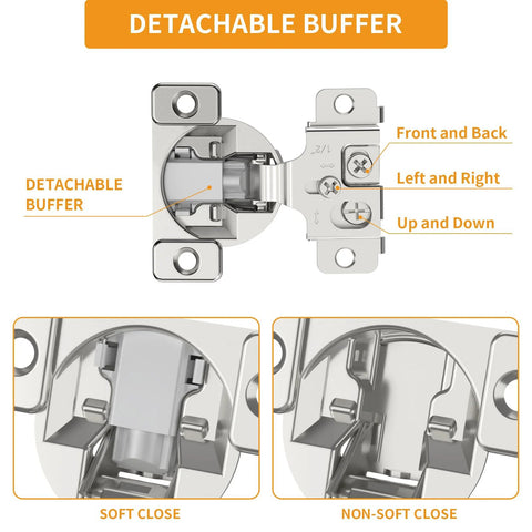 Chibery 10-pack concealed hinge, satin nickel, 1/2in overlay, soft-close for face-frame kitchen cabinets