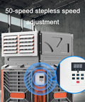 Industrial Grade Evaporative Cooler Featuring 50 Fan Speeds And Copper Motors Pumping Hella Fresh Air Across 1800 Square Feet Patios Warehouses Barns And Workshop Areas Smashing Stale Heat Until You Chill Out Totally showcasing control panel and vent design.