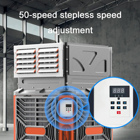 Industrial Grade Evaporative Cooler Featuring 50 Fan Speeds And Copper Motors Pumping Hella Fresh Air Across 1800 Square Feet Patios Warehouses Barns And Workshop Areas Smashing Stale Heat Until You Chill Out Totally showcasing control panel and vent design.