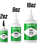 Industrial Grade Cyanoacrylate Adhesive For Woodworking And 3D Printing With Medium Viscosity Fast Bond Clear Drying Durable Fix bottles in 2oz, 8oz, and 16oz sizes.