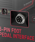 Close-up of 5-pin foot pedal interface on Dual Voltage Aluminum TIG Welder With Pulse, AC/DC Inverter, Large LED Display.