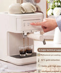 Touchscreen Espresso Coffee Machine Featuring Built In Milk Frother Semi Automatic Brewer And High Pressure Pump making espresso shots.