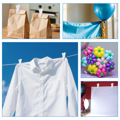 Awesome 10Pc Balloon Arch Clips With 100pcs Clear Party Balloons Heavy Duty Transparent Spring Clamps Durable Tying Ties Stand Strip Kit For Birthday Wedding Decoration Crafts DIY Bash Setup, clips holding paper bags, shirt, balloons