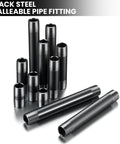 66 Piece Half Inch Black Metal Pipe Nipples Set With 11 Size Assortment, Six Each, Heavy Duty Malleable Threaded Nipples
