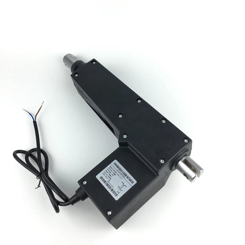 250mm Stroke DC Linear Actuator 12V or 24V electric actuator side view, black casing, visible wires, metal gear, for industrial equipment