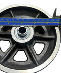 Front view of 6-inch cast-iron V-groove wheel for sliding gates, 2 inch wide, 1000 lb load, Amazon