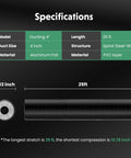 Diagram showing specifications of 4 Inch Insulated Flexible Dryer Vent Hose 25 Feet With 2 Clamps Heavy Duty Four Layer Duct