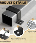 2x2 Square Tube Strap Clamp U Shaped Metal Bracket Black Powder Coated Square Pipe Clamp For Wood Deck Fence Post Tie