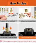 Instructional guide on using 60W Soldering Iron Pro Grade Heat Set Insert Tip Kit With 350 Thread Inserts for plastic materials