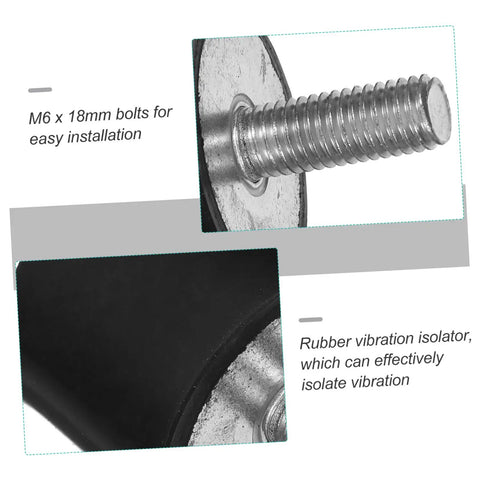 Vibration Isolator Mounts 25x25mm Rubber Mounts For Equipment Gear Quiet Stable Operation Easy Install Beefed Up Anti Vibration Dampers For Machinery Electronics And Audio Setup, M6 bolt close-up
