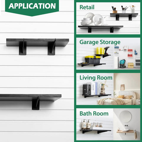 12 Inch Slatwall Shelf Bracket Heavy Duty Lip For Garage And Retail Displays Universal Slatwall Compatibility Fits Proslat Crownwall Garage Tek New Age Flow Wall Systems 16 Pack shown in various room settings
