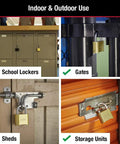 Gold Four Digit Combination Padlock Set For Indoor And Outdoor Security on lockers, gates, sheds, and storage units