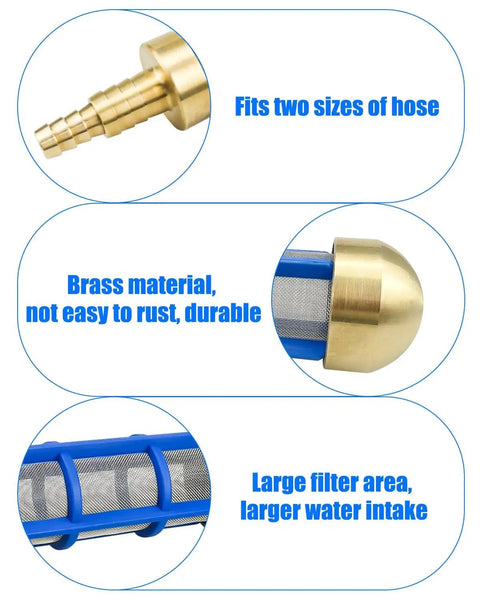 Pressure Washer Suction Strainer Filter For 3/4 Inch And 5/8 Inch Hoses, Brass Water Pickup Filter with durable mesh and barb.