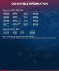 Compatibility chart for Pair Rear Wheel Bearing Hub Assemblies With ABS For Hyundai Santa Fe and Kia Sorento models.