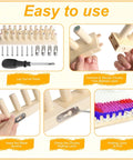 Steps to use 46 Inch Wooden Chunky Yarn Loom with numbered pegs, showing setup and knitting process for beginners and DIY enthusiasts.