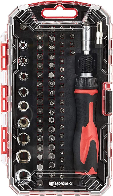 Magnetic Ratcheting Wrench And Electronics Precision Screwdriver Tool Set For Household Repairs, 73-Piece With Carry Case