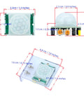 5 Pack PIR Motion Sensor Kit Compatible With HC SR501 For Arduino Raspberry Pi STM32 shown with measurements and casing