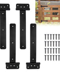 4 Pack Heavy Duty Gate Hinges T Strap Door Hinges For Shed Barn Fence And Gate Black Powder Coated Wrought Rustproof Outdoor Tee Hinges shown with screws