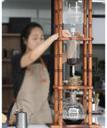 Heavy Duty 3 Liter Cold Brew Coffee Maker With Precision Stainless Drip Valve And Solid Wood Bracket Craft for slow steeped coffee brewing process.