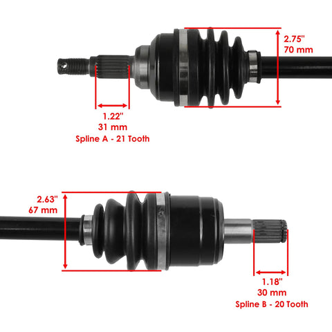 Front Left And Right Complete CV Joint Axles For Honda TRX400FW Foreman 4x4 Models 1995 1996 1997 1998 1999 2000 2001 2002 2003 Beefed Up Replacement Driveshafts For ATV, 21/20 tooth splines, 31 mm and 30 mm ends