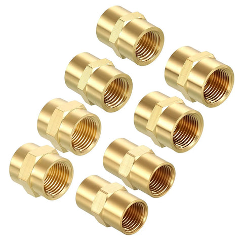 Solid Brass Pipe Fitting Connector Set 1 Eighth Inch To 1 Half Inch FNPT To FNPT Hose Couplers For Plumbing, Brass Adapters in multiple sizes