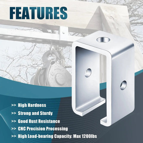 Heavy Duty Channel Trolley Track Hanger Brackets For Unistrut Strut System With 3/8 Inch Bolts And 1200 Lb Load Rating Four Pack For No Sweat Shop Builds And Rock Solid Job Site Rigging