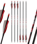 High Performance Carbon Arrows 400 Spine With Helical Feathers And Removable Tips For Archery Hunting And Target Shooting Pack