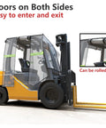 Clear forklift cabin cover, PVC transparent weather-resistant universal fit for 6000-lb forklifts, front view