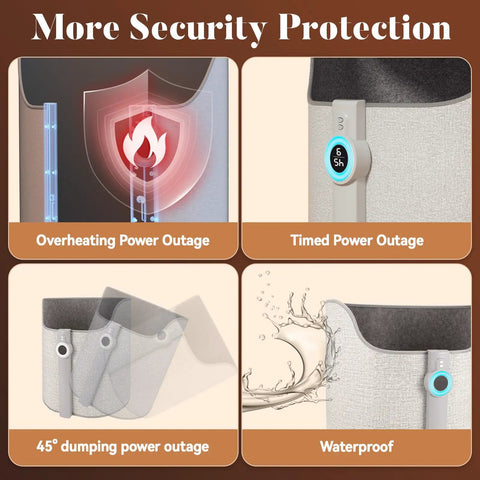 Under Desk Space Heater for Office and Home, Quiet Electric Foot and Leg Warmer With Heated Floor Mat, security features