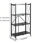 Heavy Duty Black 3 Tier Foldable Metal Bookshelf Delivers Smooth Moving Storage Wins For Cramped Rooms And Zero Fuss Organization Anywhere You Kick Back, detailed dimensions display.