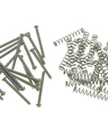 Top Shelf 20 Piece Set Of Nickel Humbucker Pickup Height Screws Accompanied By Rugged Springs Featuring Straight Up Usa Threads For Premium Electric Guitars in a close-up view.