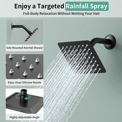 Top Shelf Matte Black Shower Faucet Set Featuring Dual Shower Heads And Wide Ceiling Rainfall Paired With Adjustable Handheld Spray For Dead Simple Setup And Insane Home Spa Vibes