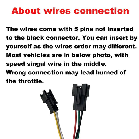 Full Twist Throttle With Key Ignition For E Bike 5 Pin Replacement connector wires shown for Ridstar Q20 upgrade.