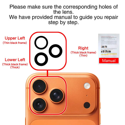 2 Pack Rear Camera Lens Glass Replacement For iPhone 17 Pro Max And 17 Pro With Pre Installed Adhesive and DIY Repair Kit