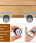 Set Of 4 Low Profile Side Mount Casters With Quiet Rubber Wheels That Roll Smooth And Silent So Shifting Heavy Furniture Or Appliances Across Your Floors Is A Total Breeze To Handle, showing side-mounted low profile casters.