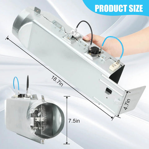 Dryer Heating Element Replacement Kit Fits DV45H7000EW A2 DVE50R5400V A3 DVE50R5200W A3 Easy Install With Replacement DC97-14486A showing dimensions
