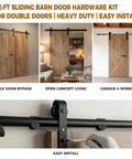 Six Foot Barn Door Hardware Kit With Boss Grade Heavy Duty Carbon Steel Track For Smooth Quiet Sliding Doors Matte Black