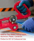 Heavy Duty Manual Sheet Metal Cutter With Replaceable Cr12 Wheels cutting aluminum sheet in workshop