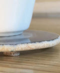 Three-Eighths Inch Round Mini Self-Stick Furniture Felt Pads For Hard Floors showing felt pad on plate bottom.