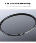49mm Black Diffusion 1/4 Filter shown with 18-layer coatings for cinematic mist and soft skin dreamy highlights, lowered contrast.
