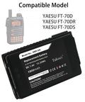 Four Pack Two Way Radio Replacement Battery 1800mAh for FT-70D FT-70DR FT-70DS with radio image, high capacity pack