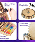 DIY Music Machine Kit For Kids Ages 8 To 14 A Fun Kid Approved Hands On Build It Yourself Musical Toy That Plays Melodies Includes Step By Step Guide Easy To Assemble And Great For Boys And Girls For Hours Of Creative Play., wooden music machine kit with colorful metallic plate, handle, peg holder, and gears