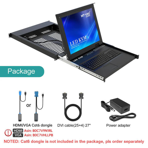 Slick 16 Port Rack Mount Kvm Switch With Usb Vga Hdmi Support Over Cat6 Rj45 Cables For Long Distance Server Management Package including cables