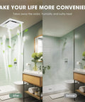 Two In One Bathroom Exhaust Fan With LED Light installed, illustrating ultra quiet ventilation and air circulation in bathroom.
