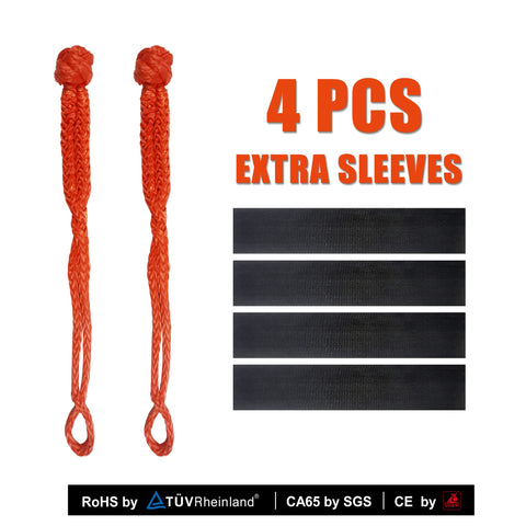 2 Pack Synthetic Soft Shackle Half Inch By 22 Inch With 55000 Lb Breaking Strength Orange Rope Shackle Set and 4 Sleeves