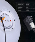 Back of 12 Inch LED Dimmable Light Ball That Floats For Pool And Home Use With Remote 16 Color RGB Waterproof Night Light showing charging port and plug